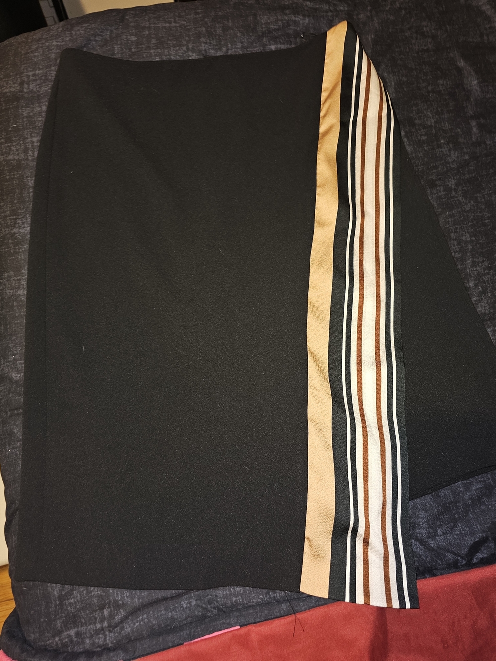 DKNY Black Pencil Skirt with Striped Side Panel